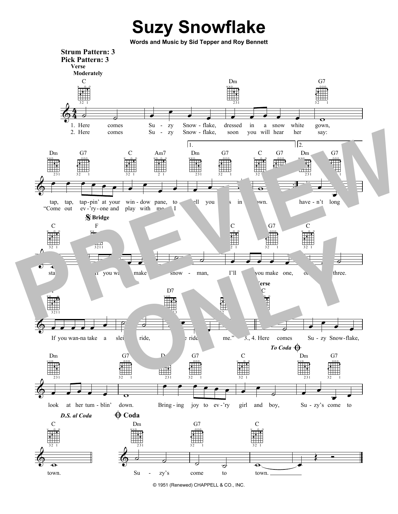 Sid Tepper Suzy Snowflake sheet music notes and chords. Download Printable PDF.