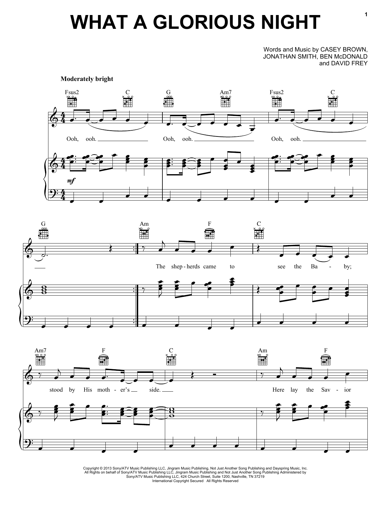 Sidewalk Prophets What A Glorious Night sheet music notes and chords. Download Printable PDF.