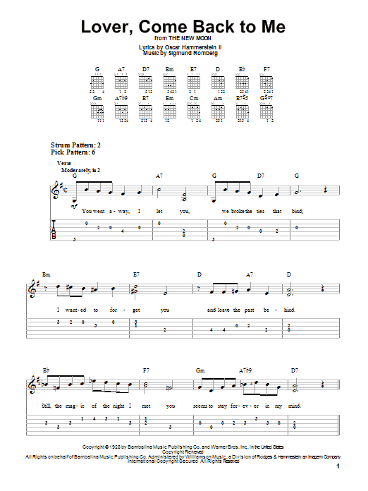 Sigmund Romberg Lover, Come Back To Me sheet music notes and chords. Download Printable PDF.