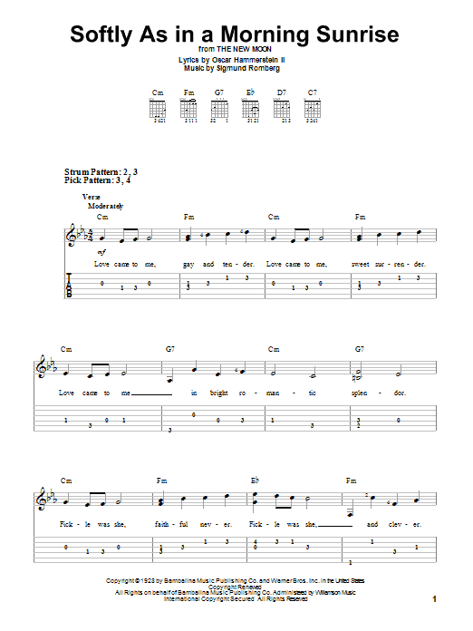 Sigmund Romberg Softly As In A Morning Sunrise sheet music notes and chords. Download Printable PDF.