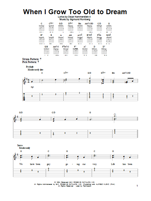 Sigmund Romberg When I Grow Too Old To Dream sheet music notes and chords. Download Printable PDF.