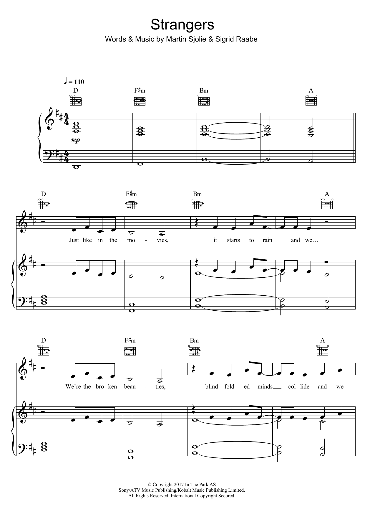 Learn to play Sigrid Strangers sheet music for Piano, Vocal & Guitar Chords in minutes. Price: 7.8900$ Sigrid Strangers sheet music notes and chords arranged for Piano, Vocal & Guitar Chords