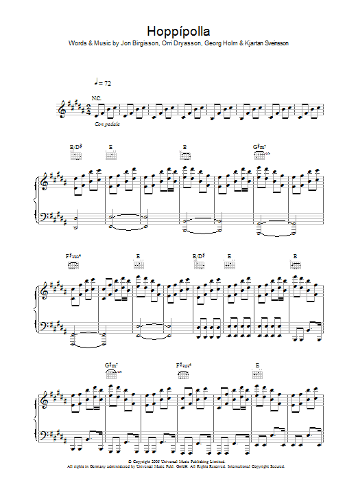 Sigur Ros Hoppipolla sheet music notes and chords. Download Printable PDF.