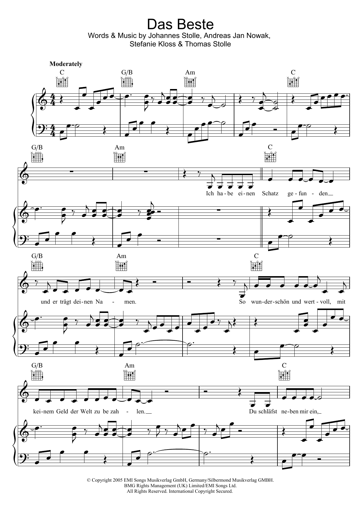 Silbermond Das Beste sheet music notes and chords. Download Printable PDF.