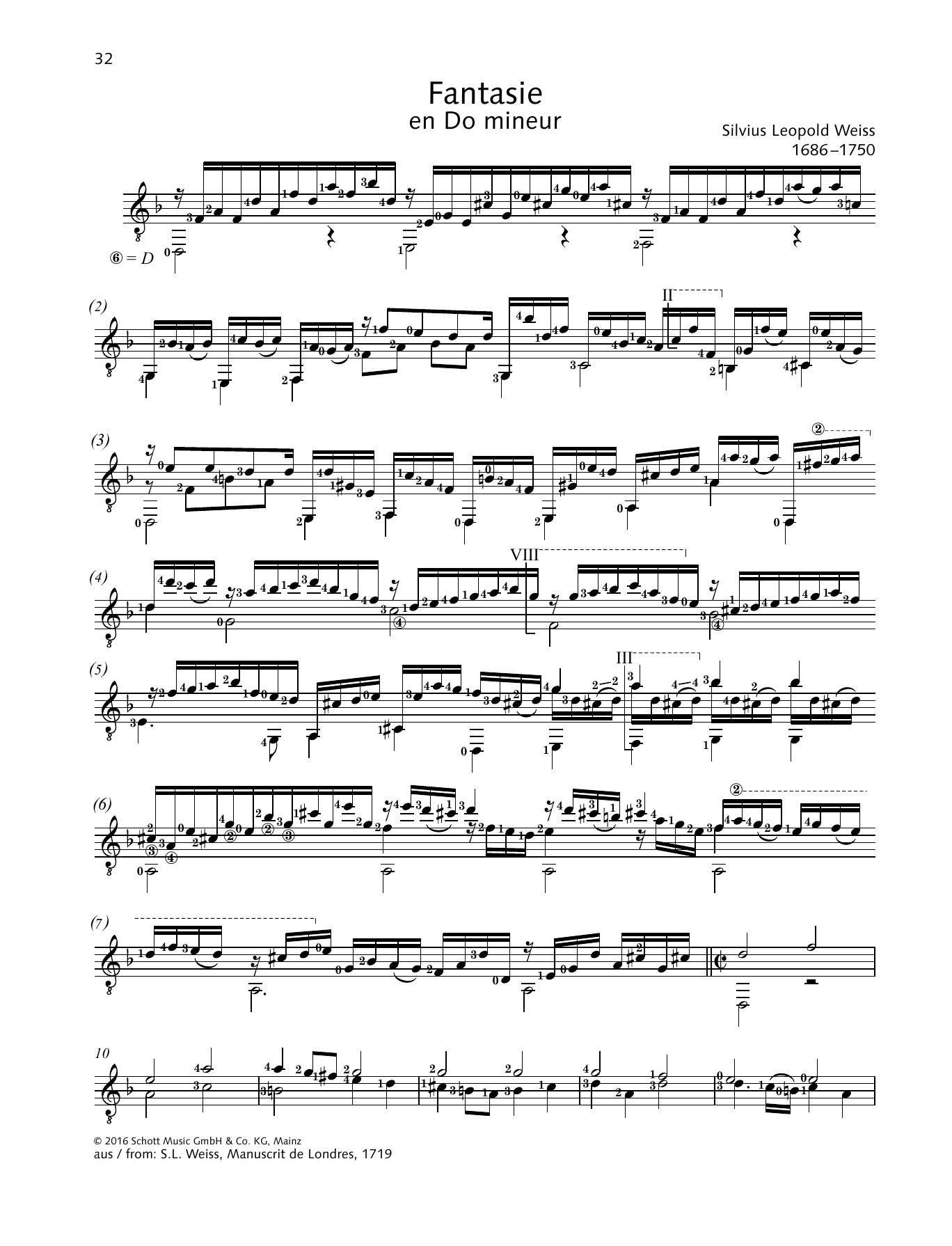 Silvius Leopold Weiss Fantasie sheet music notes and chords. Download Printable PDF.