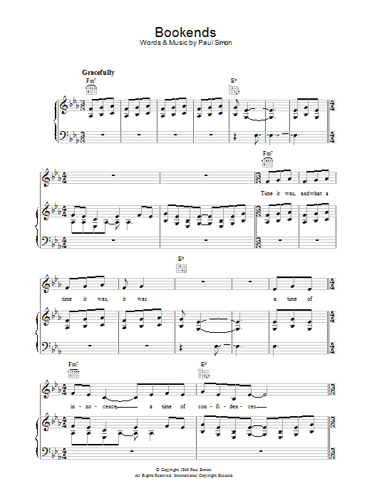 Learn to play Simon & Garfunkel Bookends sheet music for Guitar Chords/Lyrics in minutes. Price: 4.4900$ Simon & Garfunkel Bookends sheet music notes and chords arranged for Guitar Chords/Lyrics