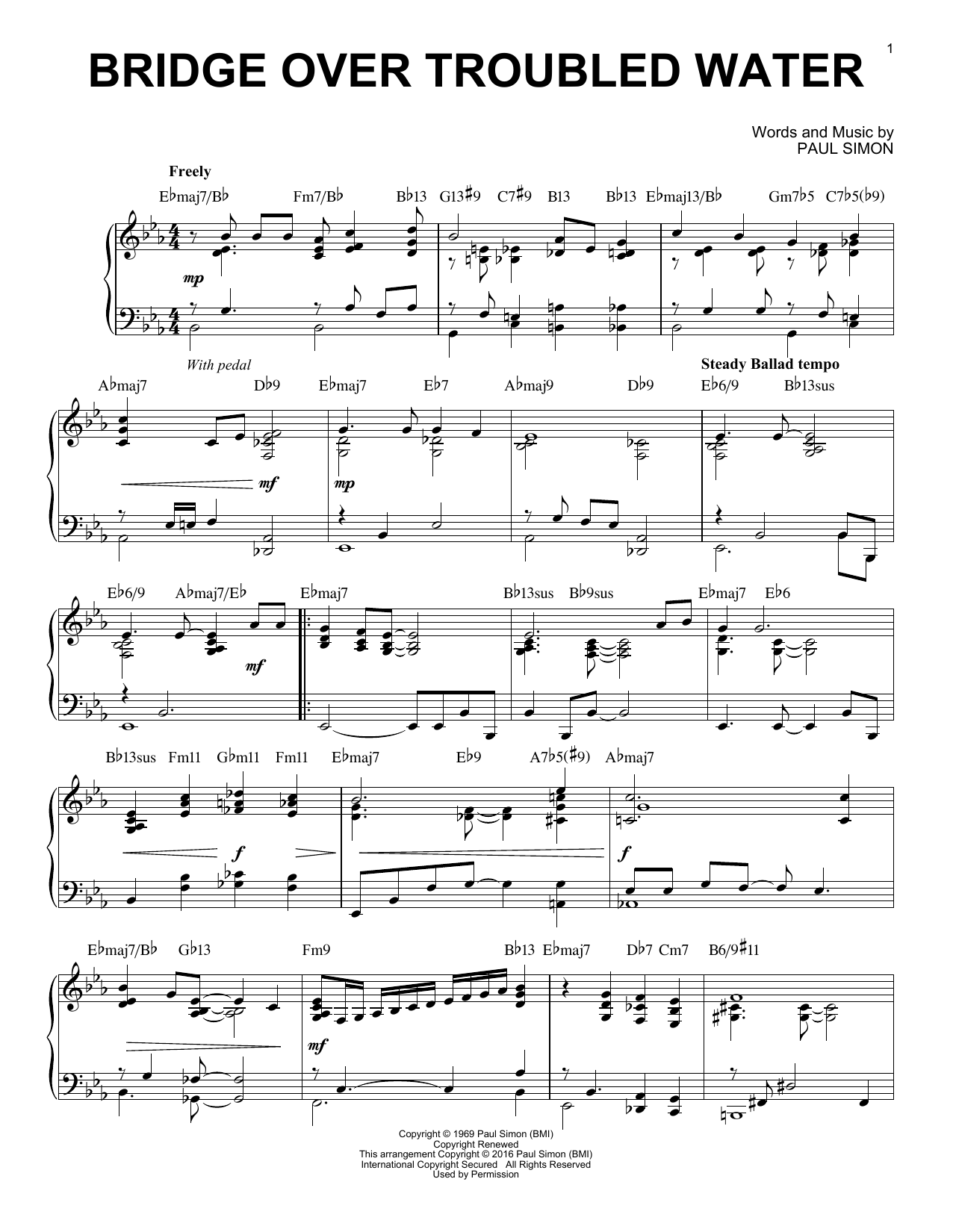 Simon & Garfunkel Bridge Over Troubled Water [Jazz version] (arr. Brent Edstrom) sheet music notes and chords. Download Printable PDF.