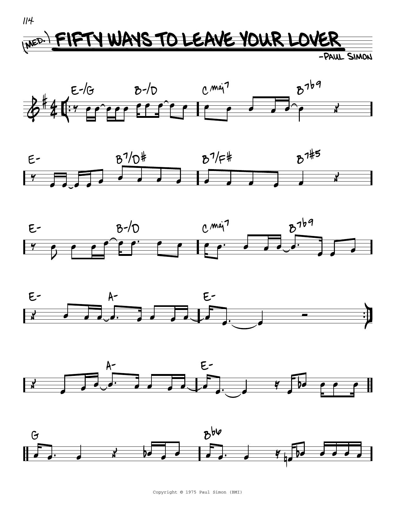 Simon & Garfunkel Fifty Ways To Leave Your Lover sheet music notes and chords. Download Printable PDF.