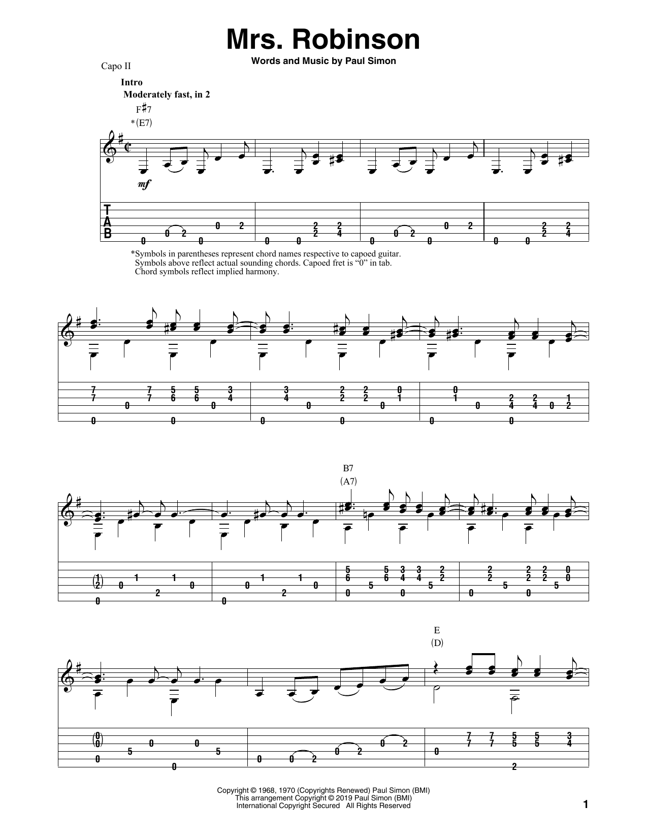 Simon & Garfunkel Mrs. Robinson (arr. Bill LaFleur) sheet music notes and chords. Download Printable PDF.