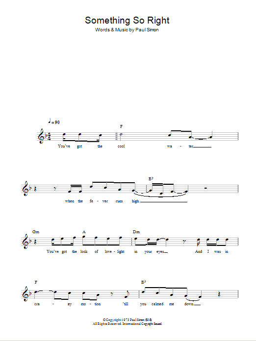 Paul Simon Something So Right sheet music notes and chords arranged for Lead Sheet / Fake Book