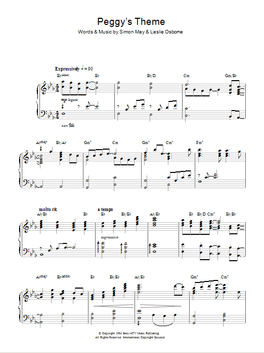 Simon May Peggy's Theme (Variation Of Julia's Theme From Eastenders) sheet music notes and chords arranged for Piano Solo