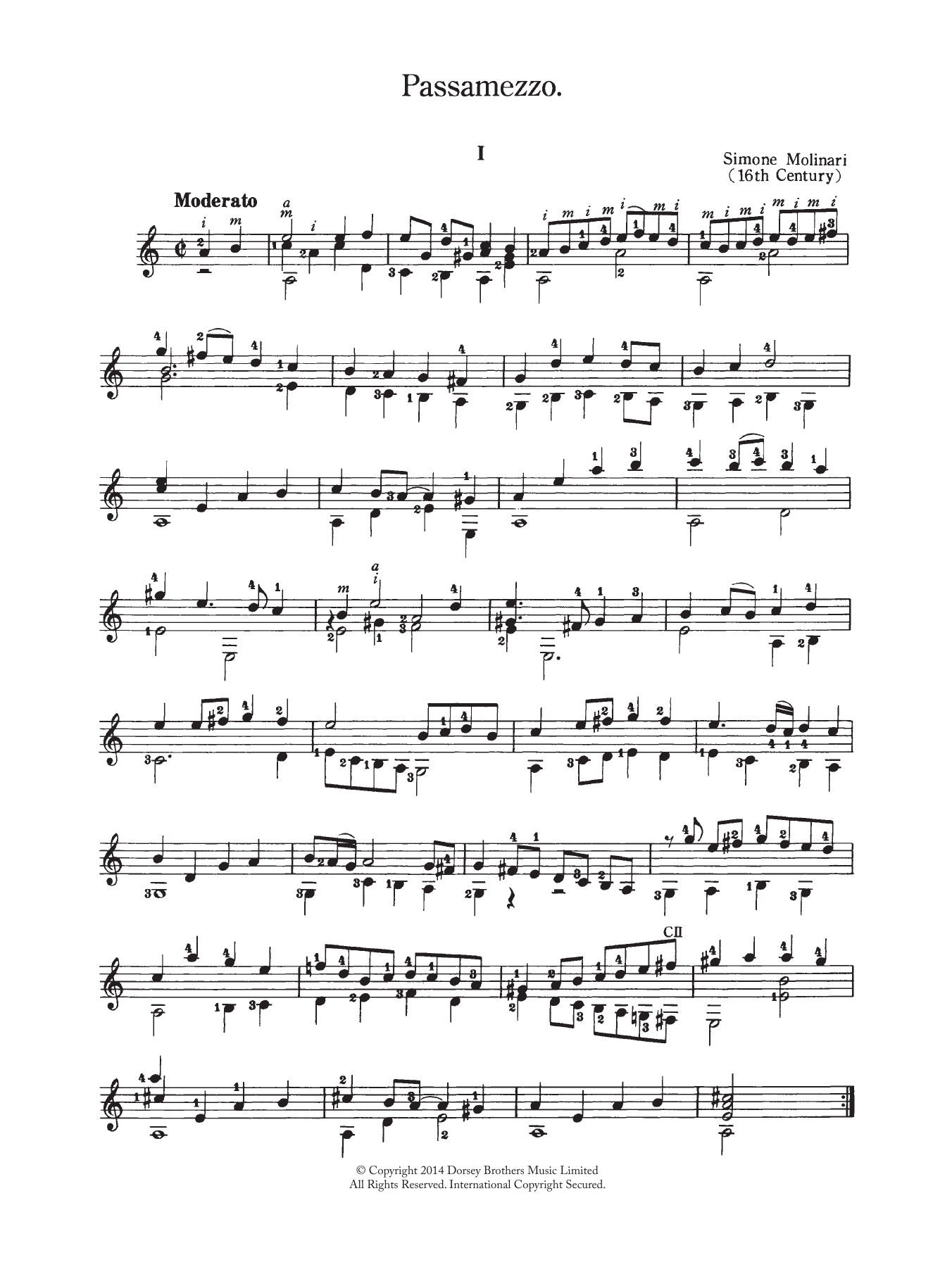 Simone Molinari Passamezzo sheet music notes and chords. Download Printable PDF.