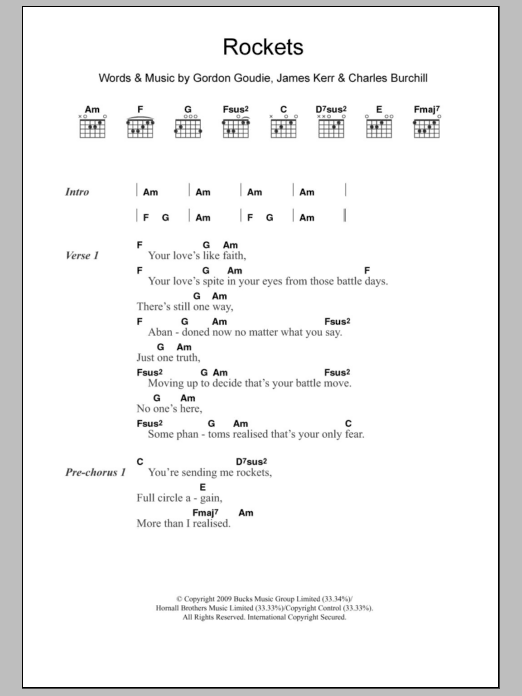 Simple Minds Rockets sheet music notes and chords. Download Printable PDF.