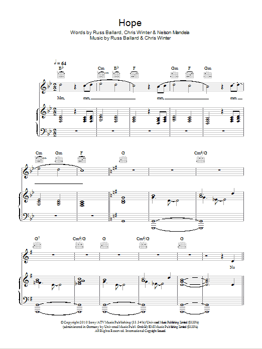 Siphiwo Hope sheet music notes and chords. Download Printable PDF.