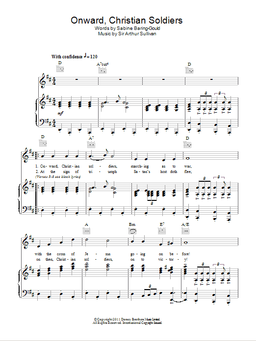 Arthur Seymour Sullivan Onward Christian Soldiers sheet music notes and chords arranged for Piano, Vocal & Guitar Chords