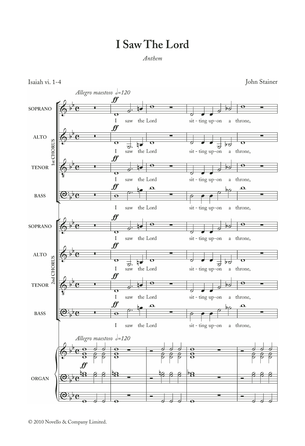 Learn to play Sir John Stainer I Saw The Lord sheet music for Piano, Vocal & Guitar Chords in minutes. Price: 7.8900$ Sir John Stainer I Saw The Lord sheet music notes and chords arranged for Piano, Vocal & Guitar Chords