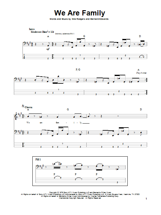 Sister Sledge We Are Family sheet music notes and chords. Download Printable PDF.