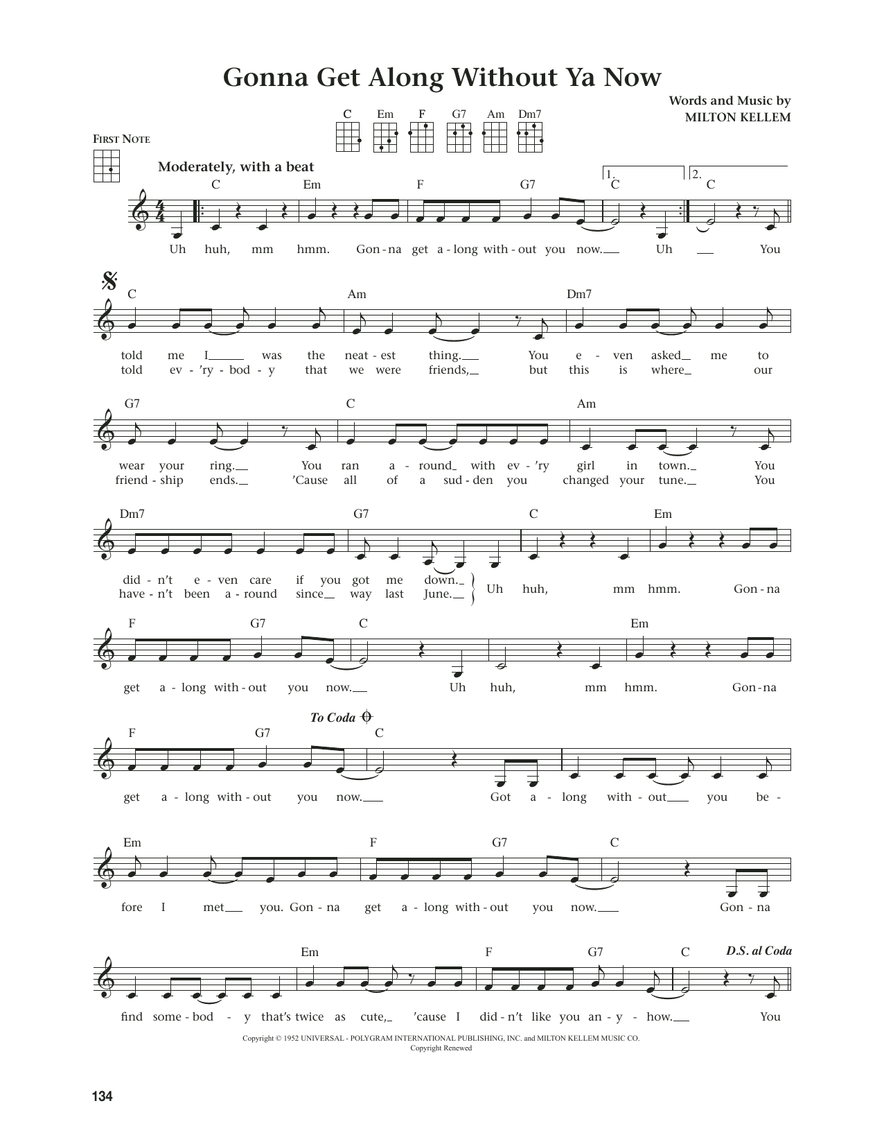 Skeeter Davis Gonna Get Along Without Ya Now (from The Daily Ukulele) (arr. Jim Beloff) sheet music notes and chords. Download Printable PDF.