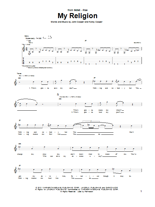 Learn to play Skillet My Religion sheet music for Guitar Tab in minutes. Price: 7.8900$ Skillet My Religion sheet music notes and chords arranged for Guitar Tab