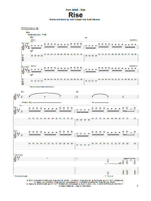 Skillet Rise sheet music notes and chords. Download Printable PDF.