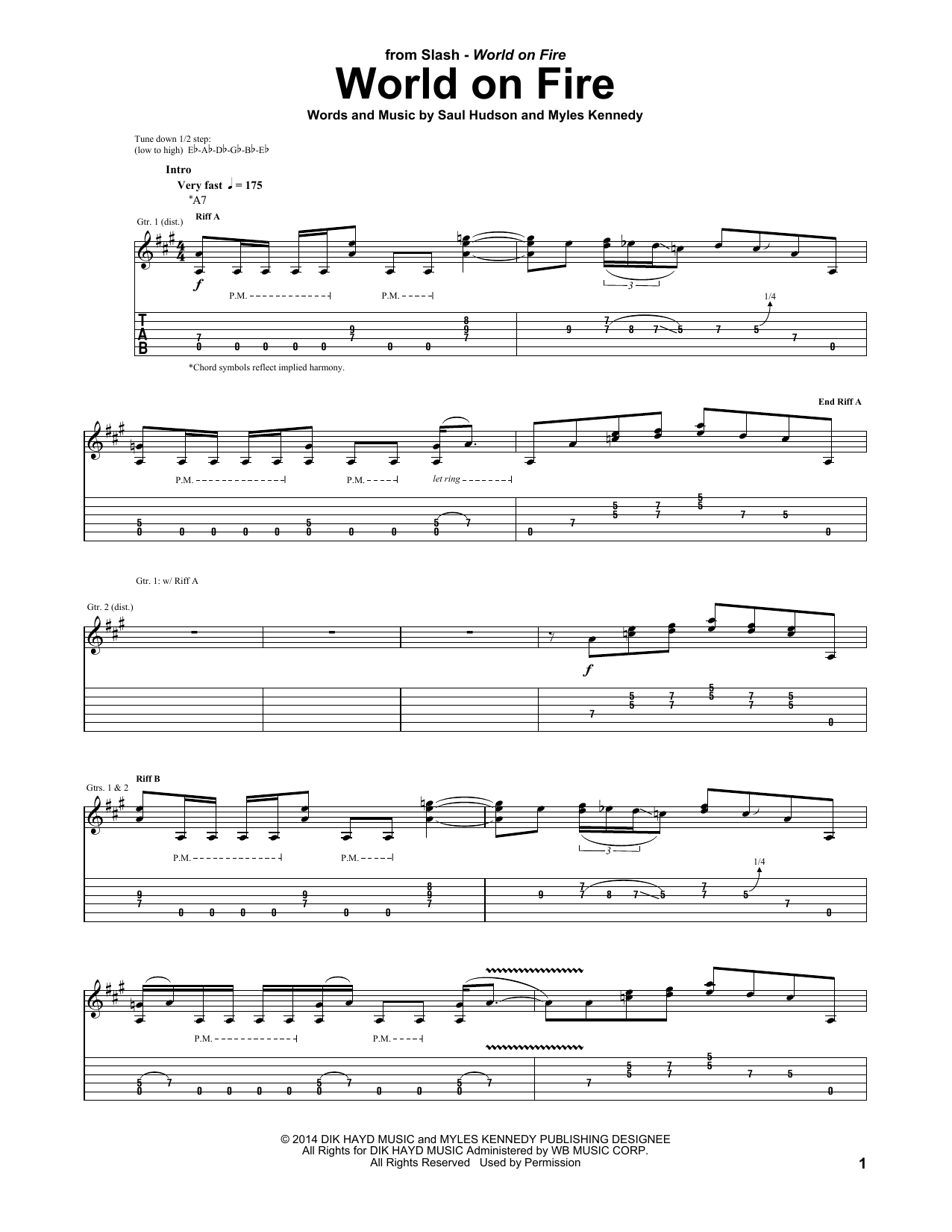 Learn to play Slash World On Fire sheet music for Guitar Tab in minutes. Price: 7.8900$ Slash World On Fire sheet music notes and chords arranged for Guitar Tab