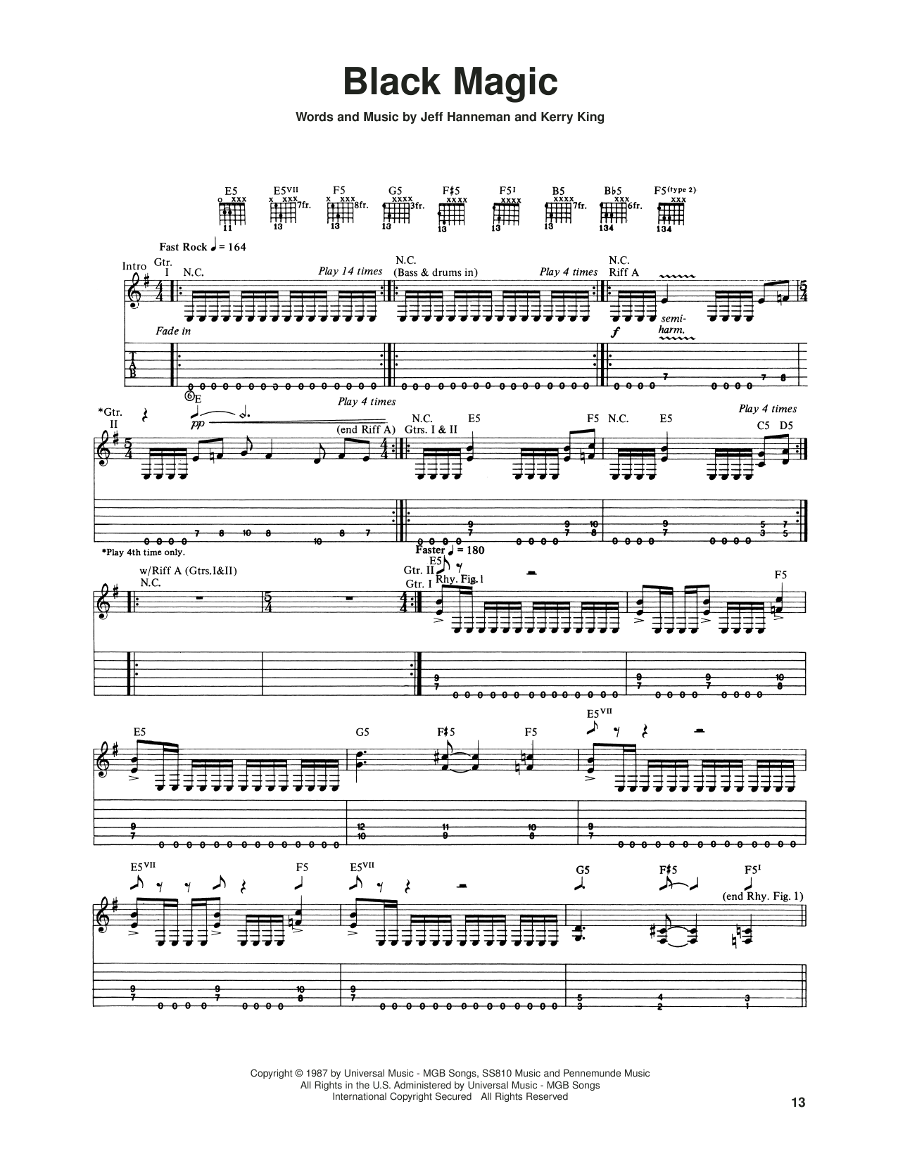 Learn to play Slayer Black Magic sheet music for Guitar Tab in minutes. Price: 7.8900$ Slayer Black Magic sheet music notes and chords arranged for Guitar Tab