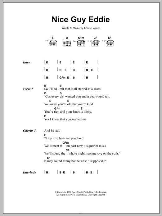 Sleeper Nice Guy Eddie sheet music notes and chords. Download Printable PDF.