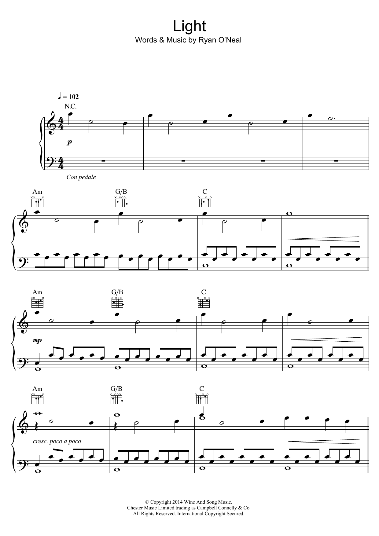 Sleeping At Last Light sheet music notes and chords. Download Printable PDF.