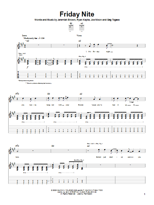 Learn to play Slick Shoes Friday Nite sheet music for Guitar Tab in minutes. Price: 7.8900$ Slick Shoes Friday Nite sheet music notes and chords arranged for Guitar Tab