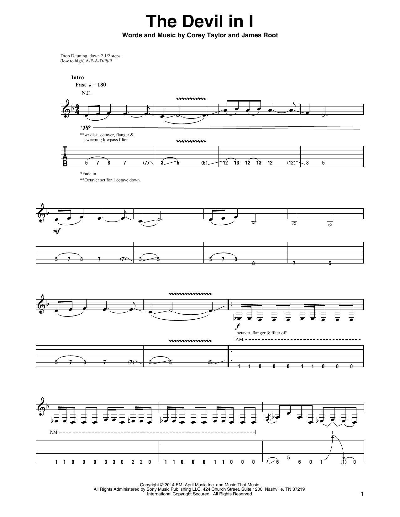 Slipknot The Devil In I sheet music notes and chords. Download Printable PDF.