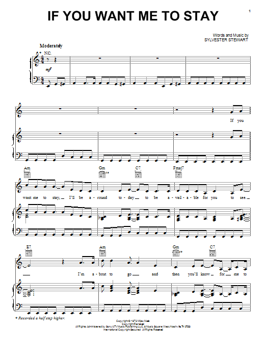 Sly & The Family Stone If You Want Me To Stay sheet music notes and chords. Download Printable PDF.