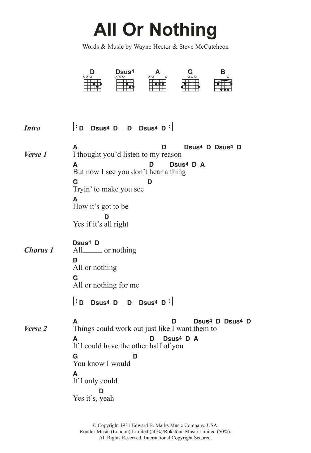 Small Faces All Or Nothing sheet music notes and chords. Download Printable PDF.