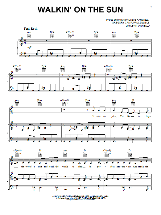 Smash Mouth Walkin' On The Sun sheet music notes and chords arranged for Vibraphone Solo