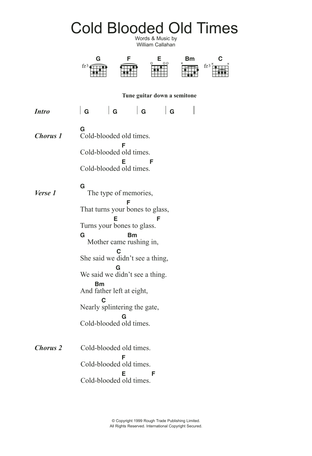 Smog Cold Blooded Old Times sheet music notes and chords. Download Printable PDF.