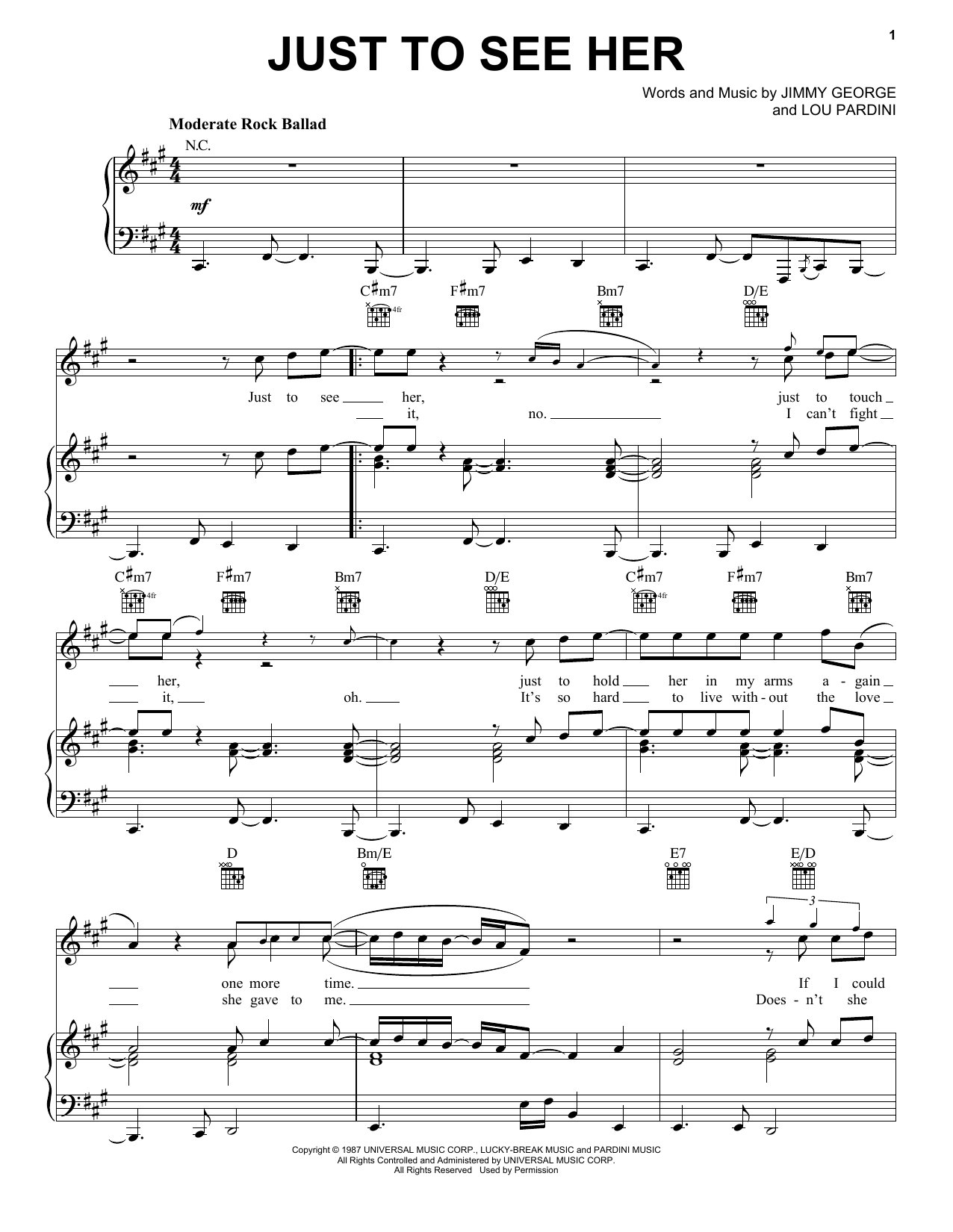Learn to play Smokey Robinson Just To See Her sheet music for Piano, Vocal & Guitar Chords (Right-Hand Melody) in minutes. Price: 7.8900$ Smokey Robinson Just To See Her sheet music notes and chords arranged for Piano, Vocal & Guitar Chords (Right-Hand Melody)