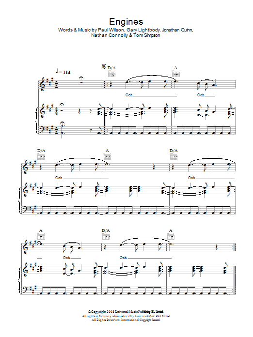 Learn to play Snow Patrol Engines sheet music for Piano, Vocal & Guitar Chords in minutes. Price: 7.8900$ Snow Patrol Engines sheet music notes and chords arranged for Piano, Vocal & Guitar Chords