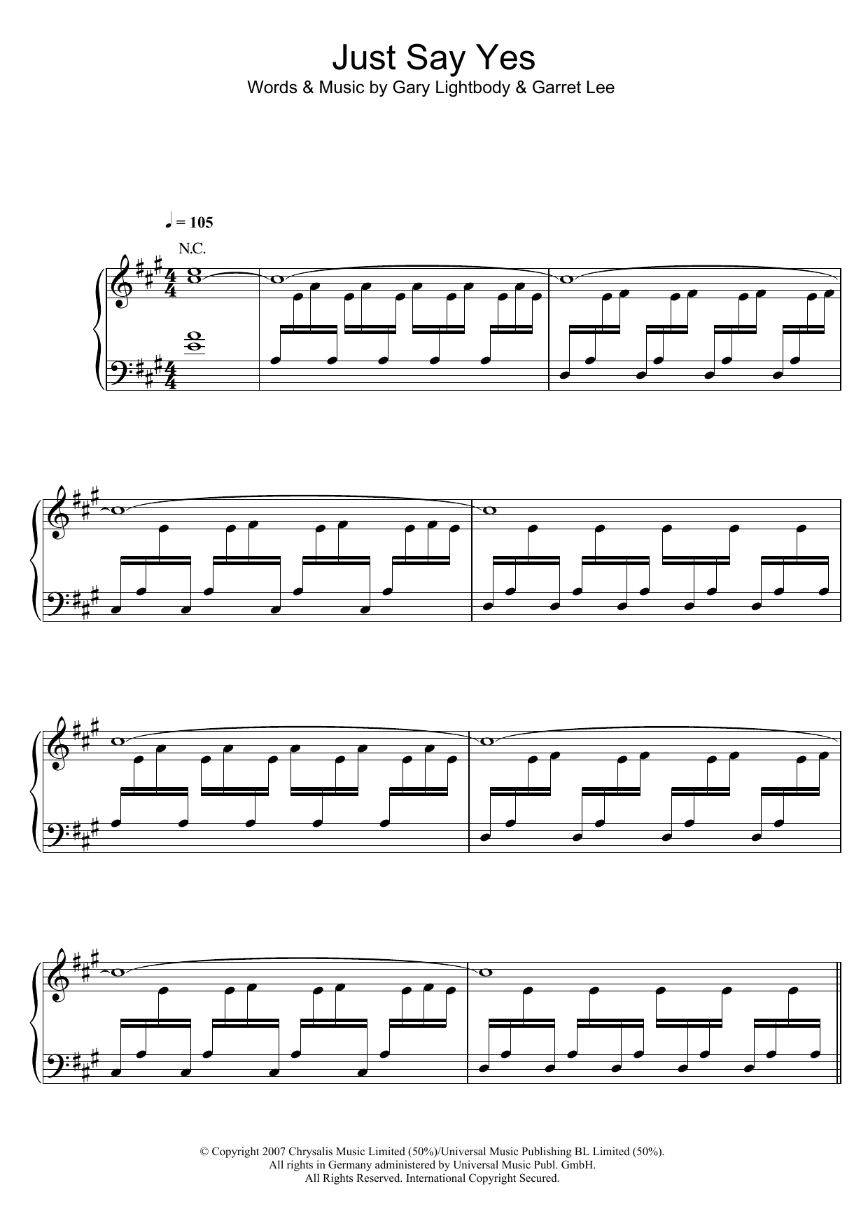 Snow Patrol Just Say Yes sheet music notes and chords. Download Printable PDF.