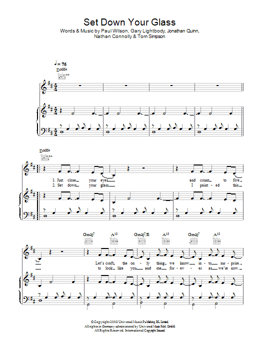 Snow Patrol Set Down Your Glass sheet music notes and chords. Download Printable PDF.