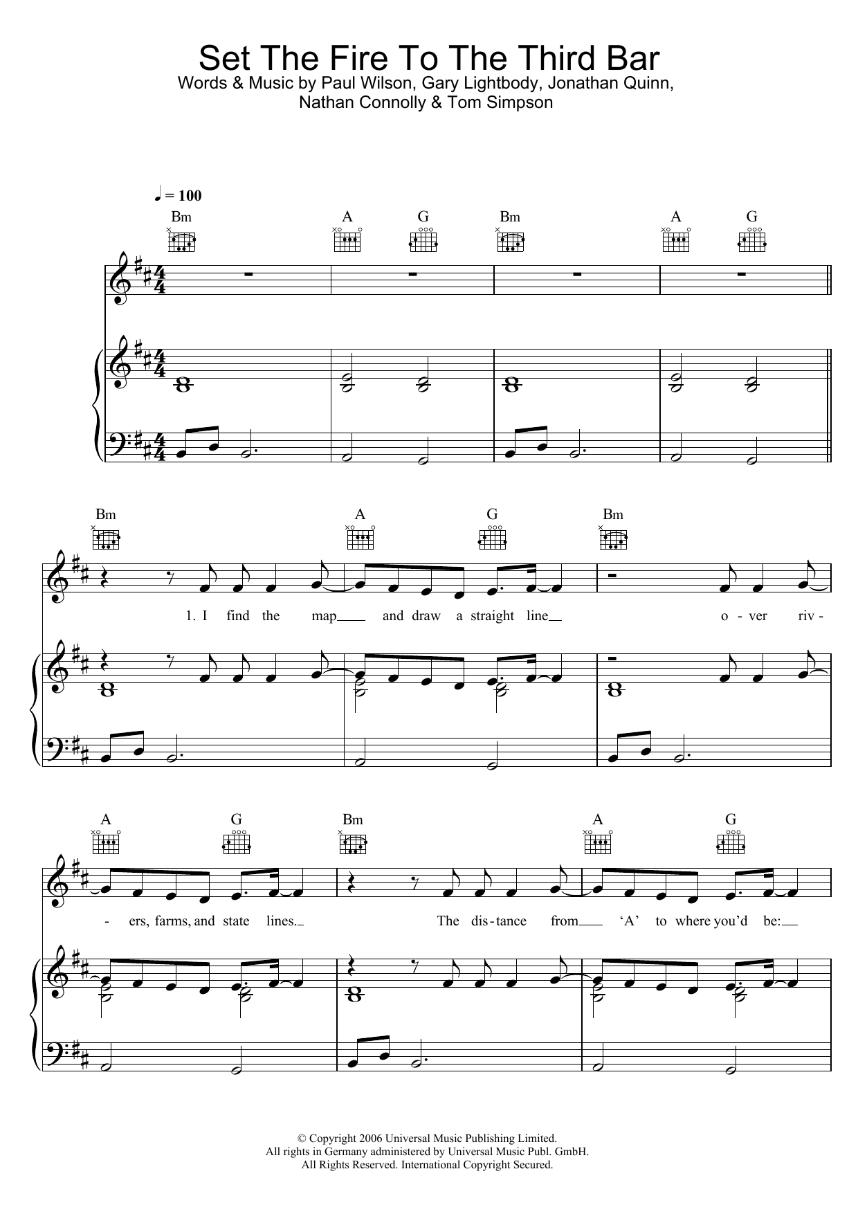 Snow Patrol Set The Fire To The Third Bar sheet music notes and chords. Download Printable PDF.