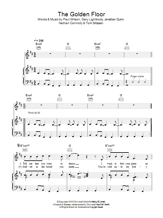 Learn to play Snow Patrol The Golden Floor sheet music for Piano, Vocal & Guitar Chords in minutes. Price: 7.8900$ Snow Patrol The Golden Floor sheet music notes and chords arranged for Piano, Vocal & Guitar Chords