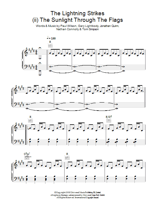 Snow Patrol The Lightning Strike (ii. The Sunlight Through The Flags) sheet music notes and chords arranged for Piano, Vocal & Guitar Chords