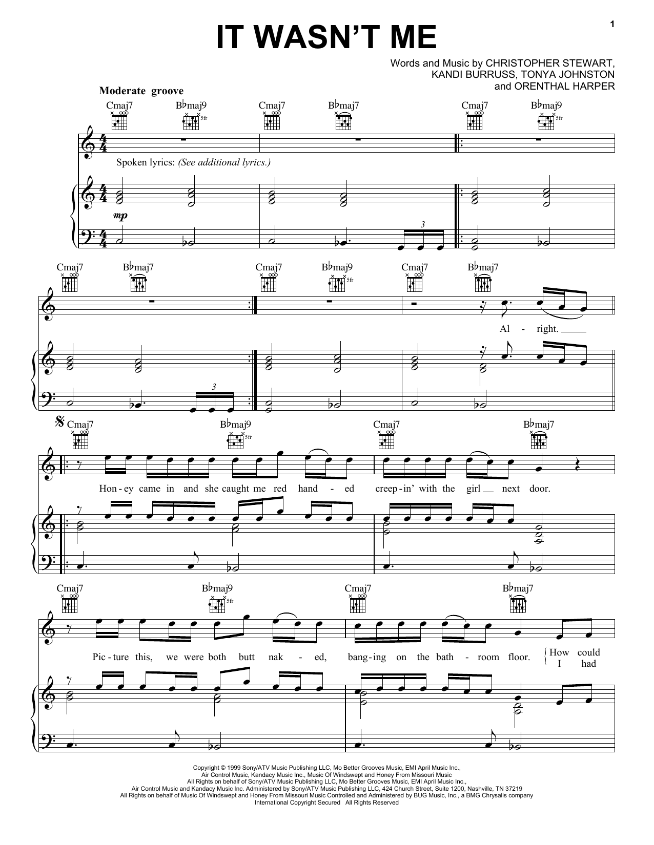 Learn to play Sole It Wasn't Me sheet music for Piano, Vocal & Guitar Chords (Right-Hand Melody) in minutes. Price: 7.8900$ Sole It Wasn't Me sheet music notes and chords arranged for Piano, Vocal & Guitar Chords (Right-Hand Melody)