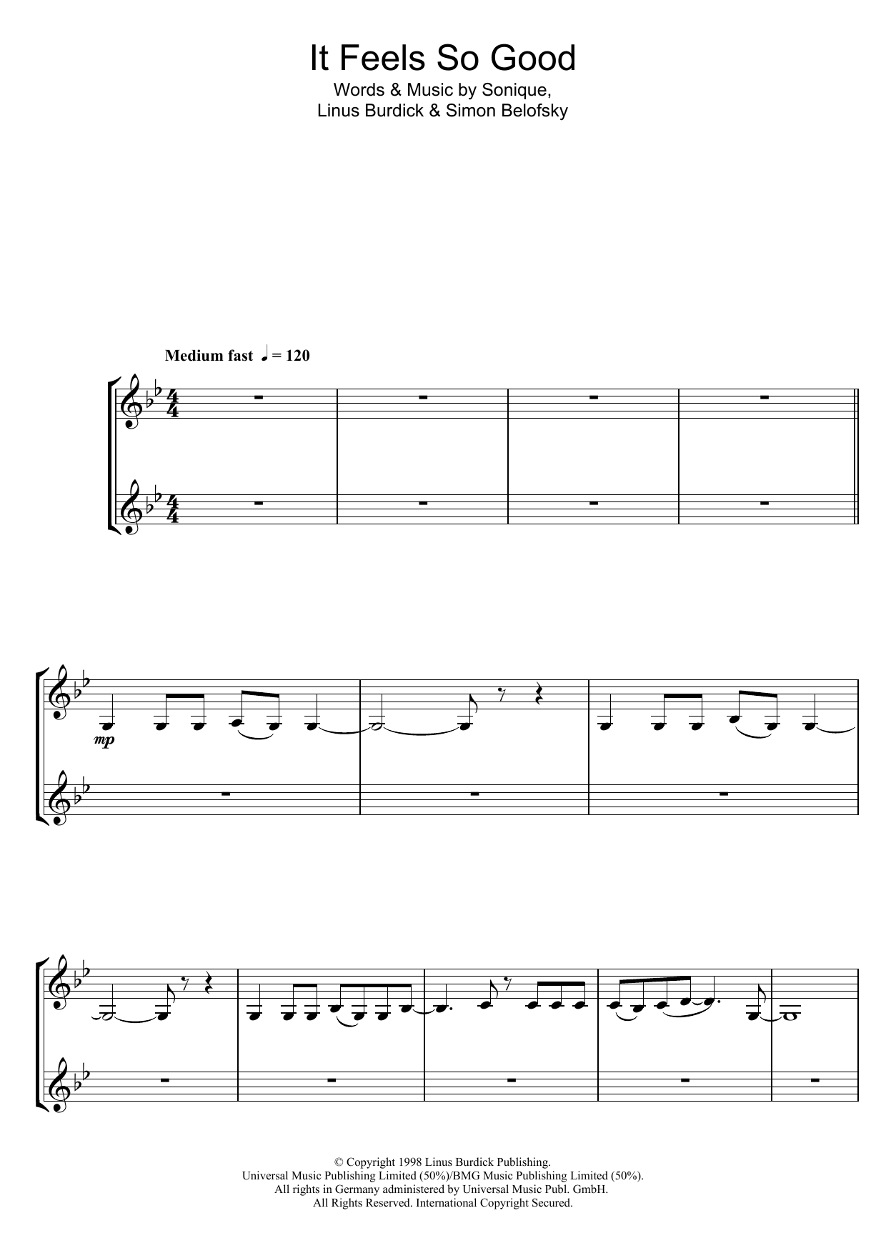 Sonique It Feels So Good (Clarinet Duet) sheet music notes and chords. Download Printable PDF.