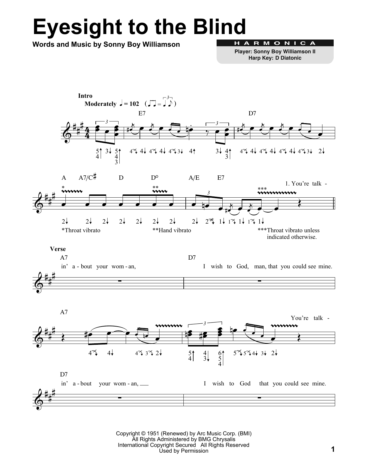 Sonny Boy Williamson Eyesight To The Blind sheet music notes and chords. Download Printable PDF.