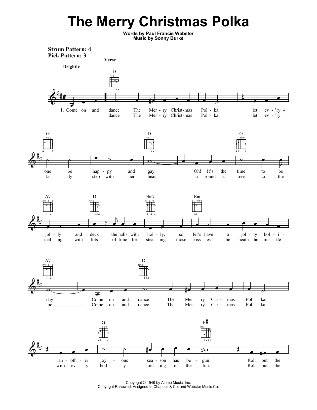 Sonny Burke The Merry Christmas Polka sheet music notes and chords. Download Printable PDF.