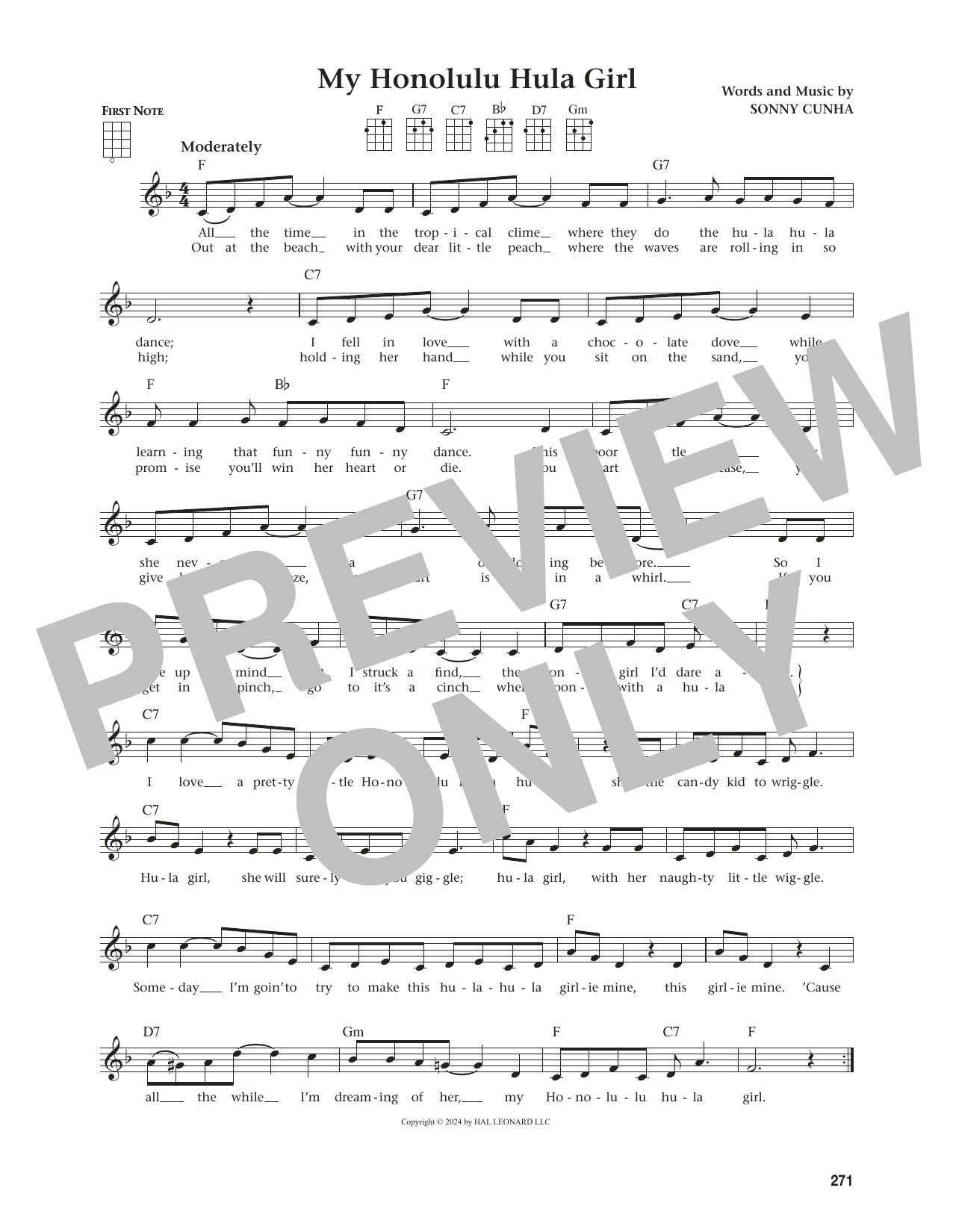 Sonny Cunha My Honolulu Hula Girl (from The Daily Ukulele) (arr. Jim Beloff) sheet music notes and chords. Download Printable PDF.