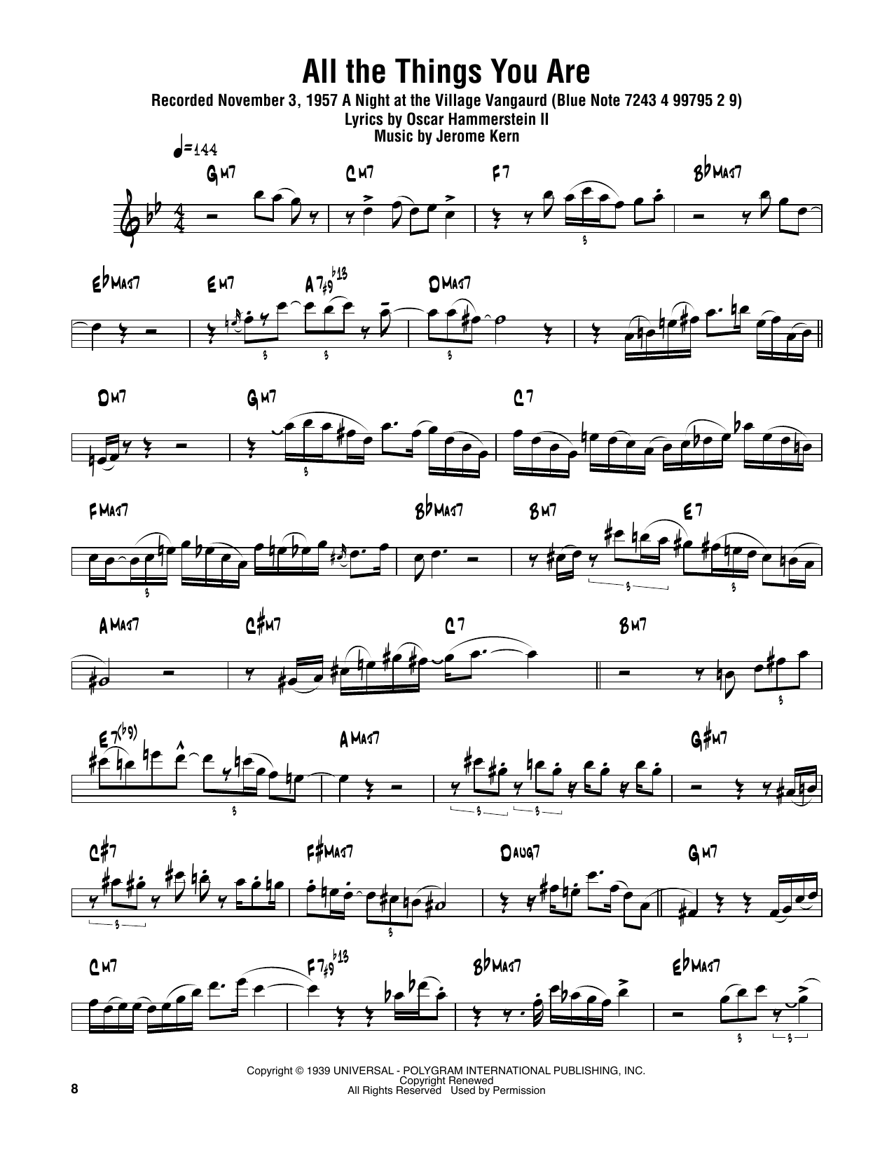 Learn to play Sonny Rollins All The Things You Are sheet music for Tenor Sax Transcription in minutes. Price: 6.9900$ Sonny Rollins All The Things You Are sheet music notes and chords arranged for Tenor Sax Transcription