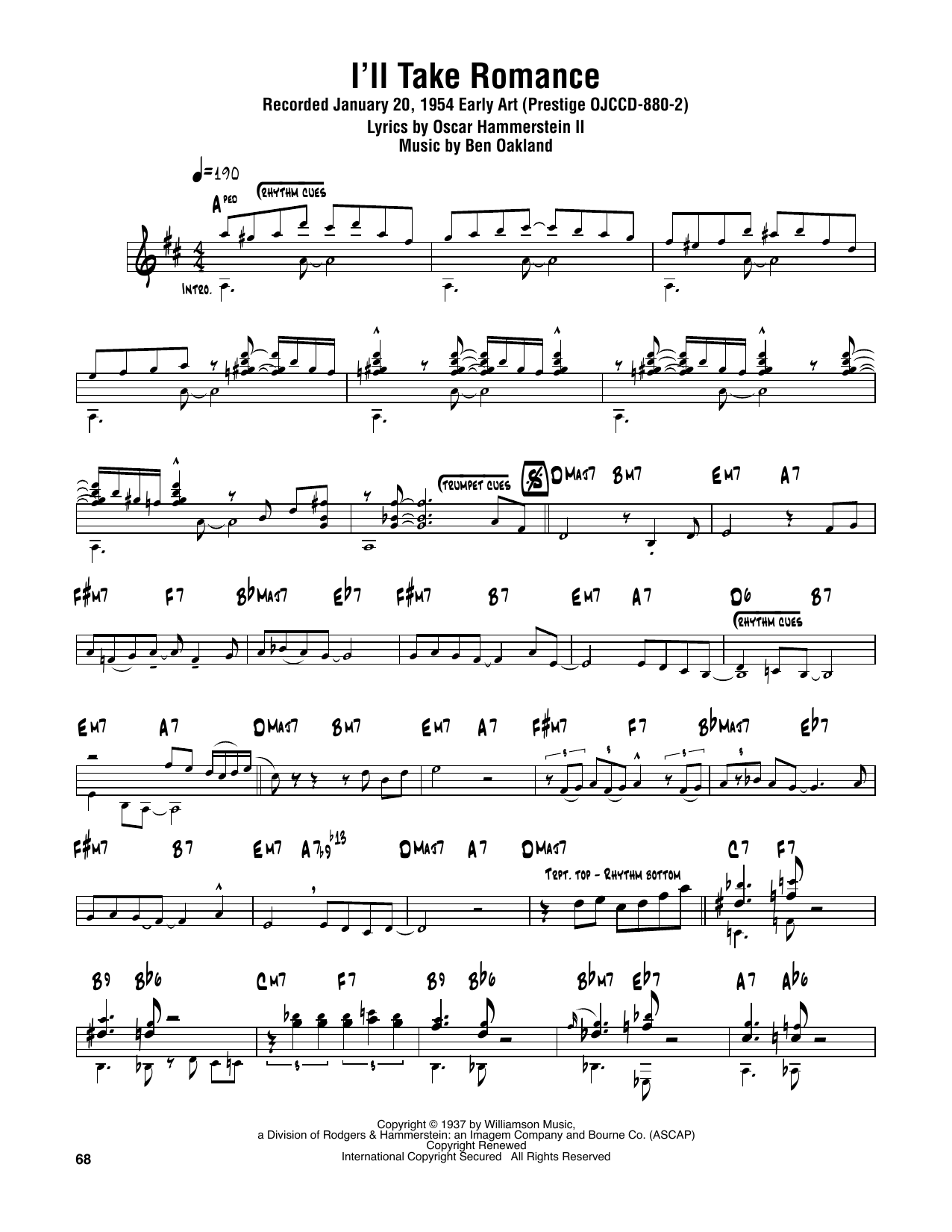 Learn to play Sonny Rollins I'll Take Romance sheet music for Tenor Sax Transcription in minutes. Price: 6.9900$ Sonny Rollins I'll Take Romance sheet music notes and chords arranged for Tenor Sax Transcription