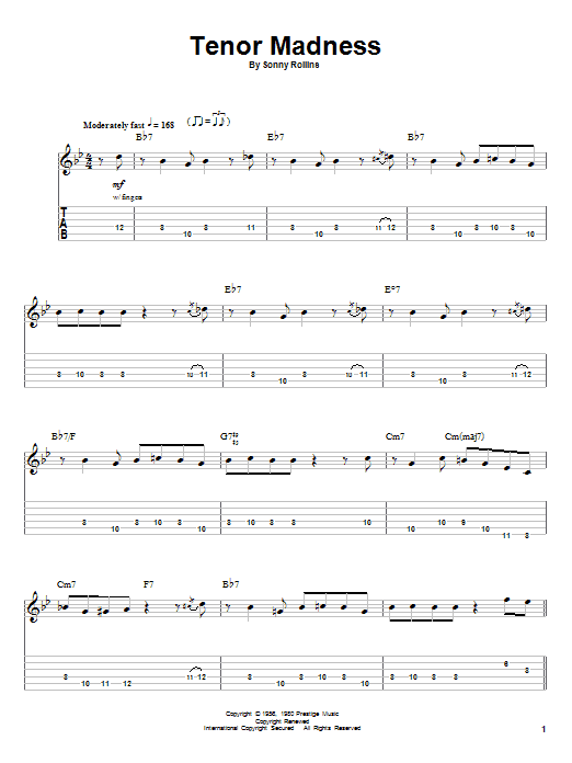 Sonny Rollins Tenor Madness sheet music notes and chords. Download Printable PDF.