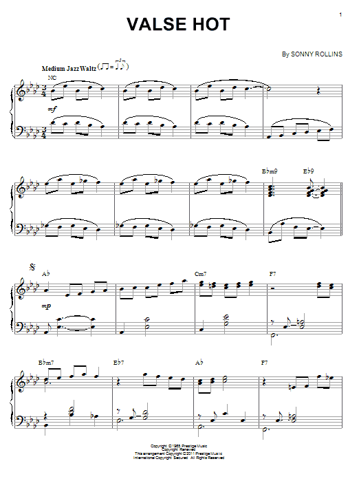 Learn to play Sonny Rollins Valse Hot (arr. Brent Edstrom) sheet music for Piano Solo in minutes. Price: 7.8900$ Sonny Rollins Valse Hot (arr. Brent Edstrom) sheet music notes and chords arranged for Piano Solo
